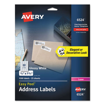 Avery® Glossy White Easy Peel Mailing Labels W- Sure Feed Technology, Laser Printers, 0.66 X 1.75, White, 60-sheet, 25 Sheets-pack freeshipping - TVN Wholesale